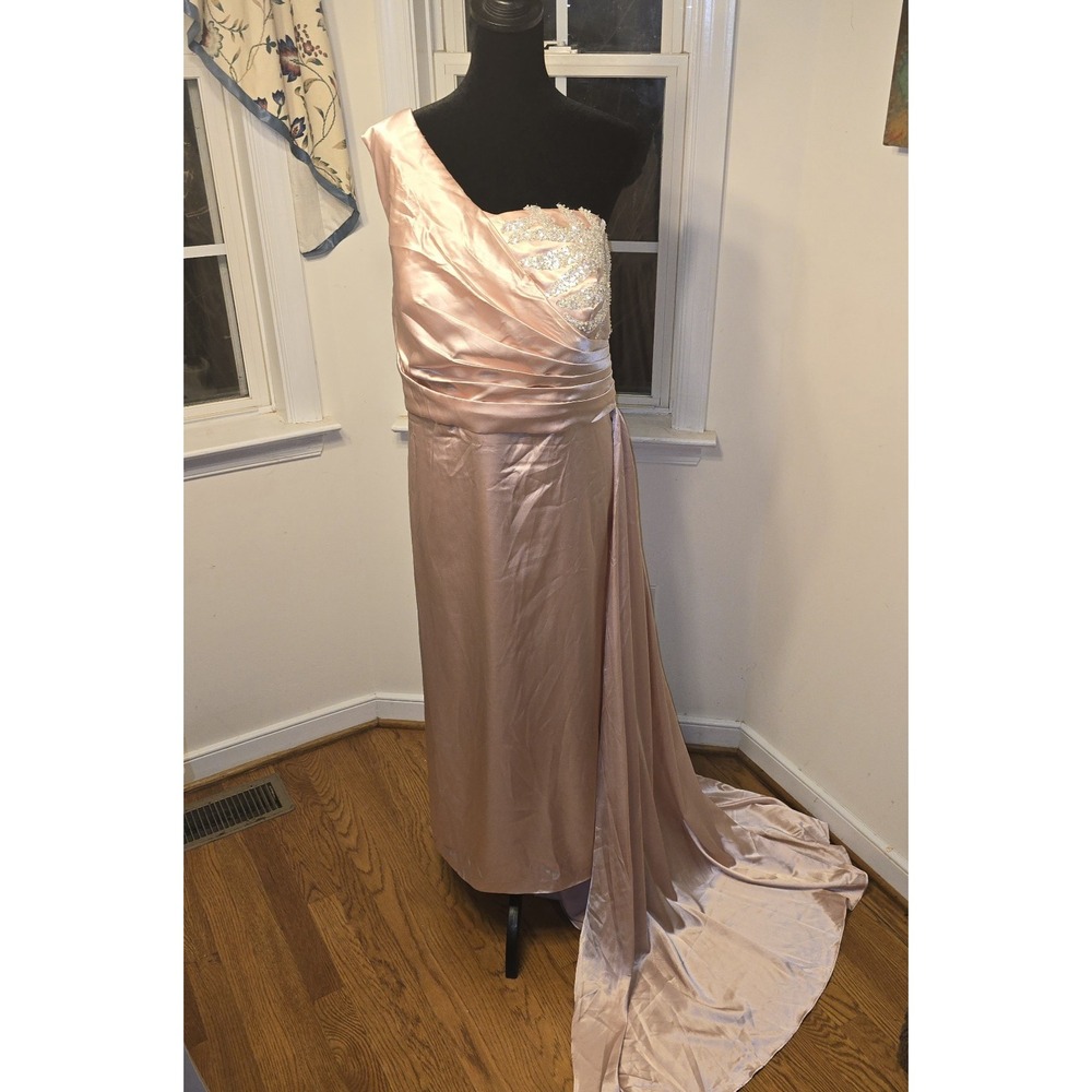 Missacc One Shoulder Evening Gown Formal Dress‎ Rhinestone Embellished Prom
